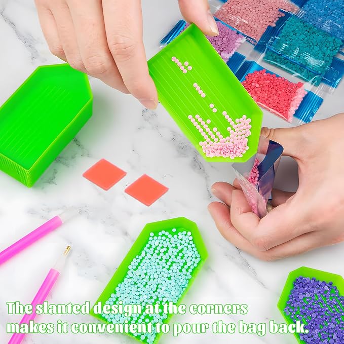 20 Pack Green Diamond Painting Trays – Diamond Art Tool Accessories for 5D DIY Diamond Painting Kits