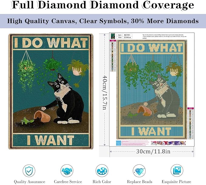 HHMATITS Cat Diamond Art Kits for Adults 12x16Inch