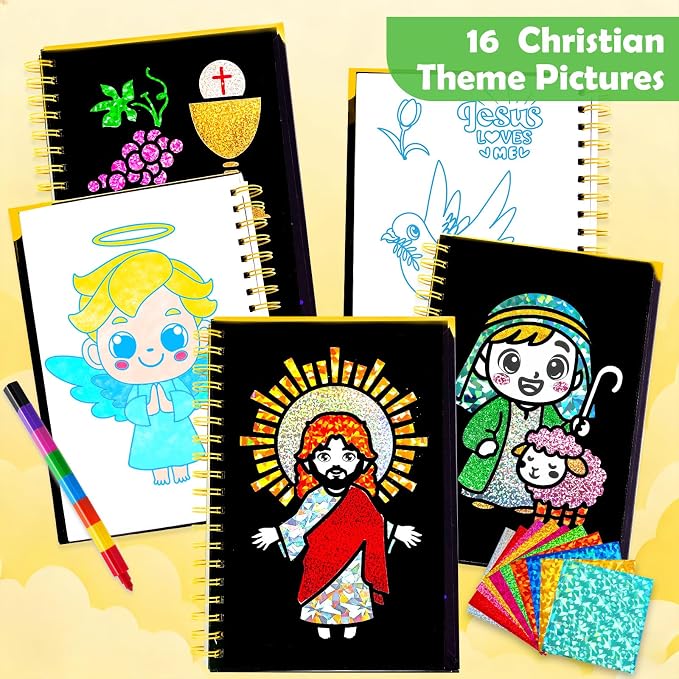 FUNNYB&G Foil Art Craft Kit for Kids, Sparkly Birthday Gift Toy for Kids | No Mess, Kids Ages 4-10 Create Sparkling Artwork, A Creative Gift for Birthdays, Holidays, Travel Activities,Screen-Free Fun