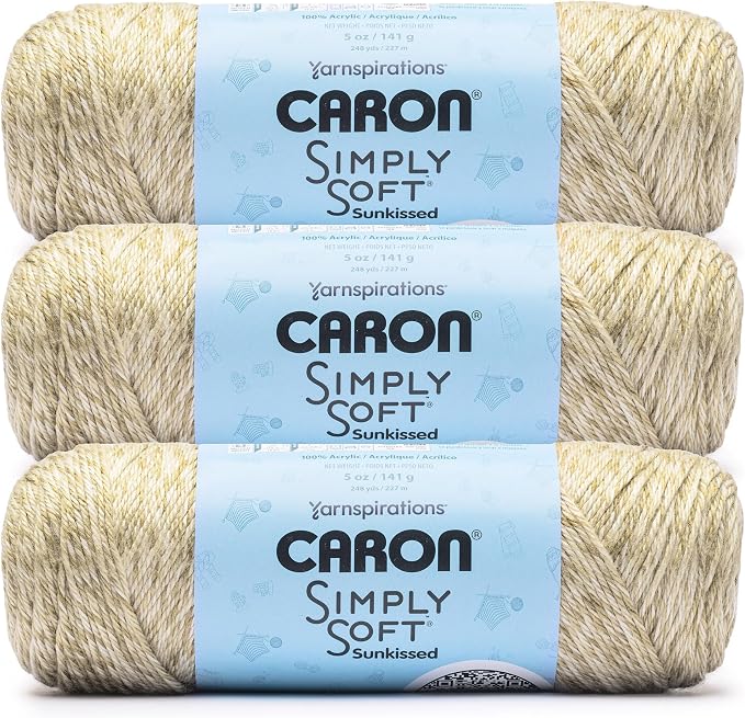 Caron Simply Soft Sunkissed Yarn for Crocheting, Coconut Tonal, 3-Pack