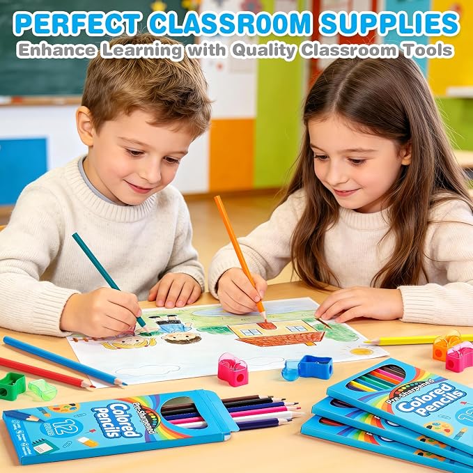 V-Opitos 432 Count Colored Pencils, Bulk 36 Boxes with 36 Sharpeners