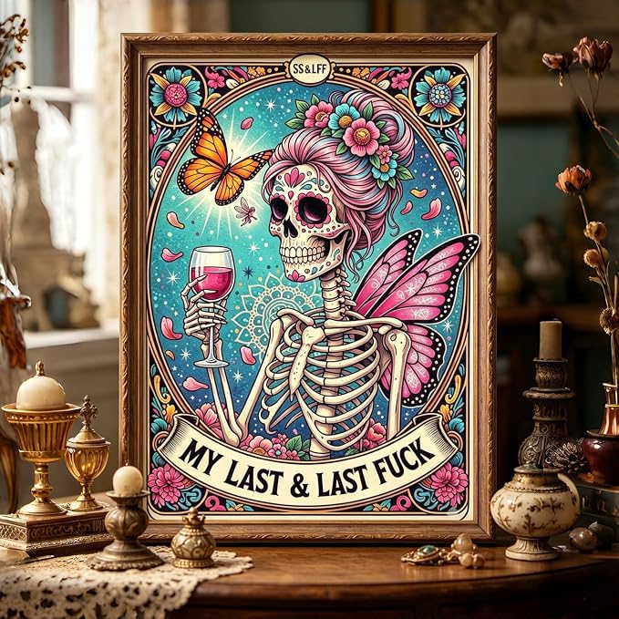 BYGFHLYW Diamond Painting Kits for Adults, Skull Tarot Diamond Art 12x16 in | 5D DIY Full Round Drill Crystal Gem Art Kit for Gothic Home Wall Decor