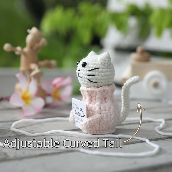 Positive Crochet Cat Animals Mothers Day Gifts Teacher Women Coworker Gifts for Women Sister Daughter Kid – “You are Pawsome” Emotional Inspirational Support Birthday Thank You Gift
