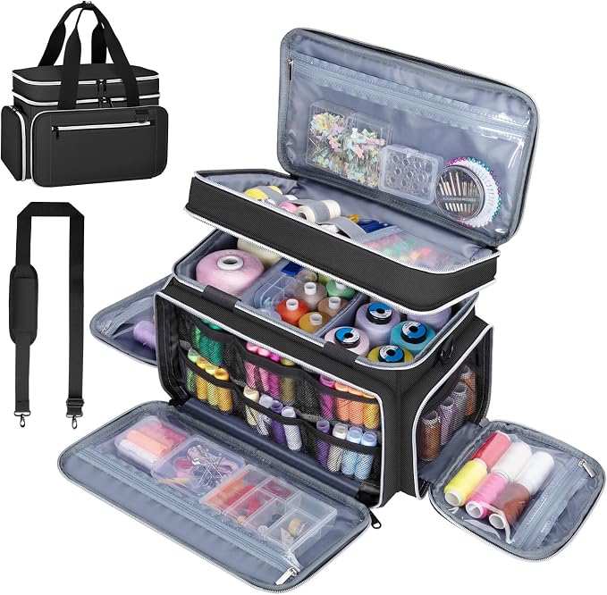 Anitor Sewing Supplies Organizer, Double Layer Sewing Storage Organizer