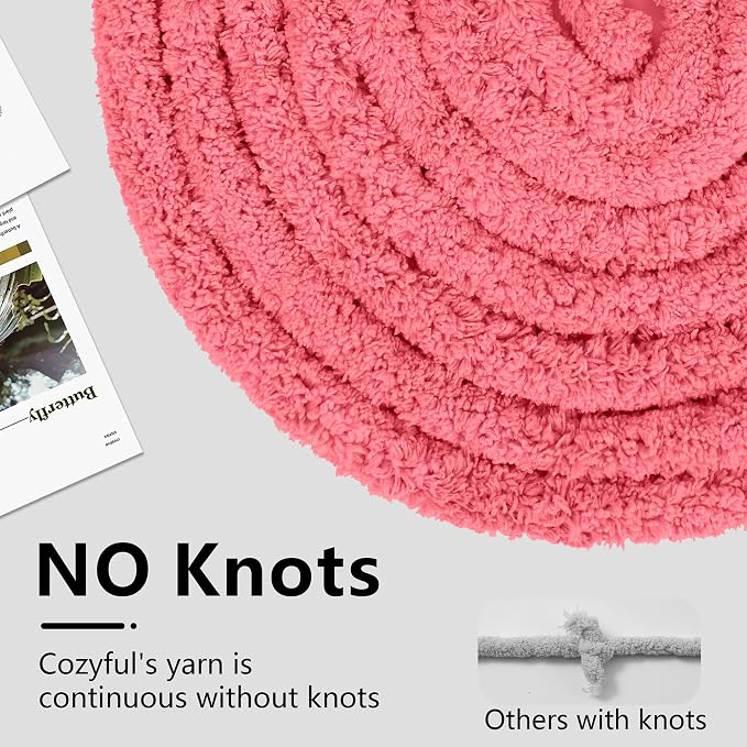 Cozyful Chunky Yarn for Hand Knitting - #10 Chunky Chenille Yarn, Jumbo Big Thick Chunky Yarns for Crocheting, Super Bulky Chunky Knit Blanket Yarns, 8 Skein (22 yds 8 oz Each Skein), Terracotta Rose