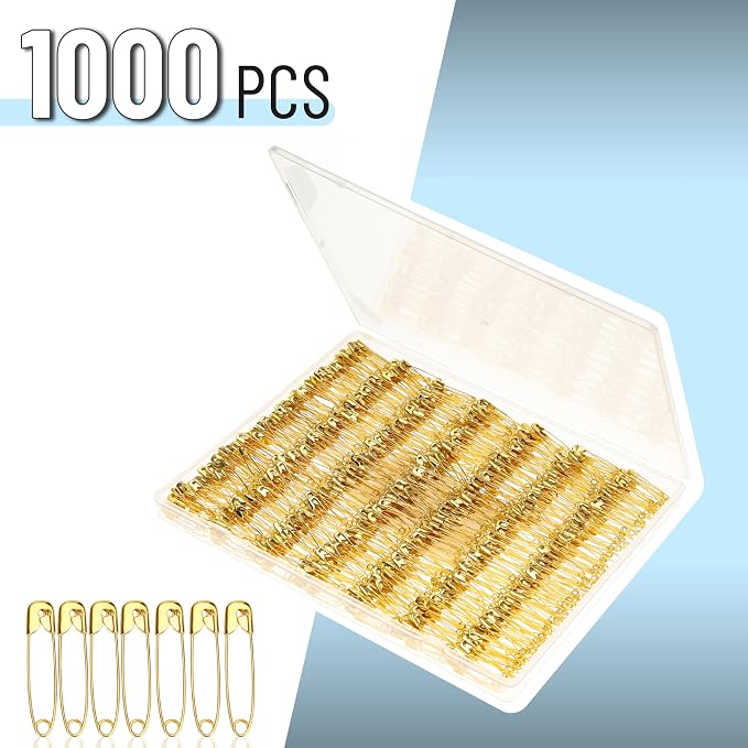 Mr. Pen- Small Safety Pins, 1.1 Inch, 1000 Pack, Nickel Plated Steel, Gold