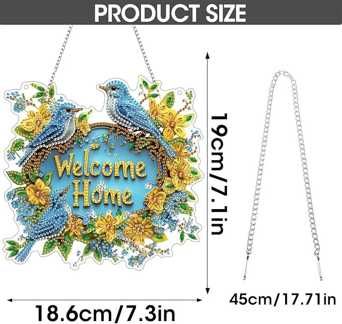 SKRYUIE Bird Hanging Pearl Diamond Art Kits for Adults Suncatcher A22 | Special Shaped Crystal DIY Hanging Diamond Painting Kit, Gift for Mother Spring Summer Window Wreath Decor 7.48 x 7.32 Inch