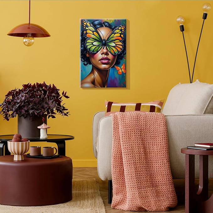 SparkGlow Butterfly Woman Framed Paint by Numbers Kit for Adults | 8×12 Inch Painting by Numbers | Include Easel | Premium Materials | Relax and Fun | Number Painting for Gifts | Home Decor