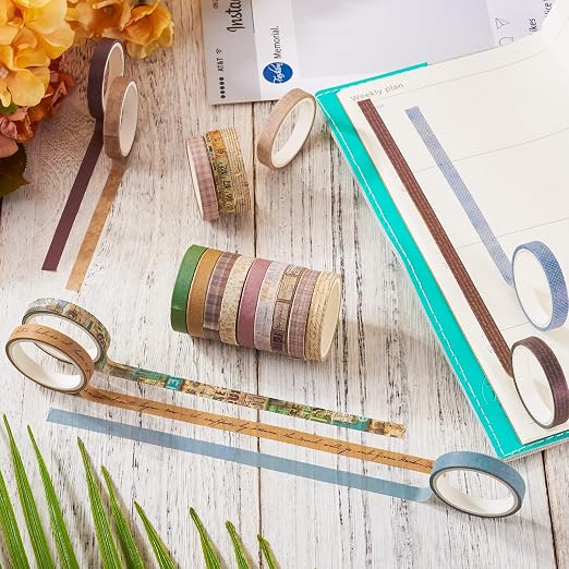 20 Rolls Scrapbook Tape 7 mm Cute Decorative Tape Set Floral Tape Pack Aesthetic Vintage Colored Tape Rolls Stickers for Crafts DIY Scrapbook Bible Study Journaling Planner Supplies