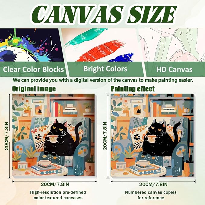 ICYANART Paint by Numbers for Adults Framed, Cat Number Painting 8x12In