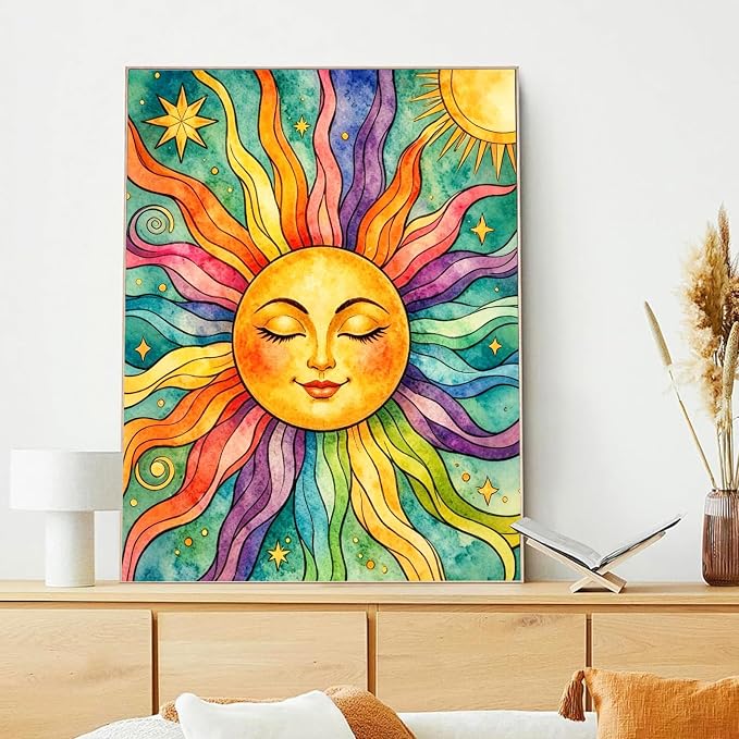 xcemhil Sun Paint by Numbers Kit for Adults Beginner, Summer Paint by Numbers for Adult, Acrylic Paint by Number Kits Suitable for Home Wall Art Decor Gifts 16x20 Inch