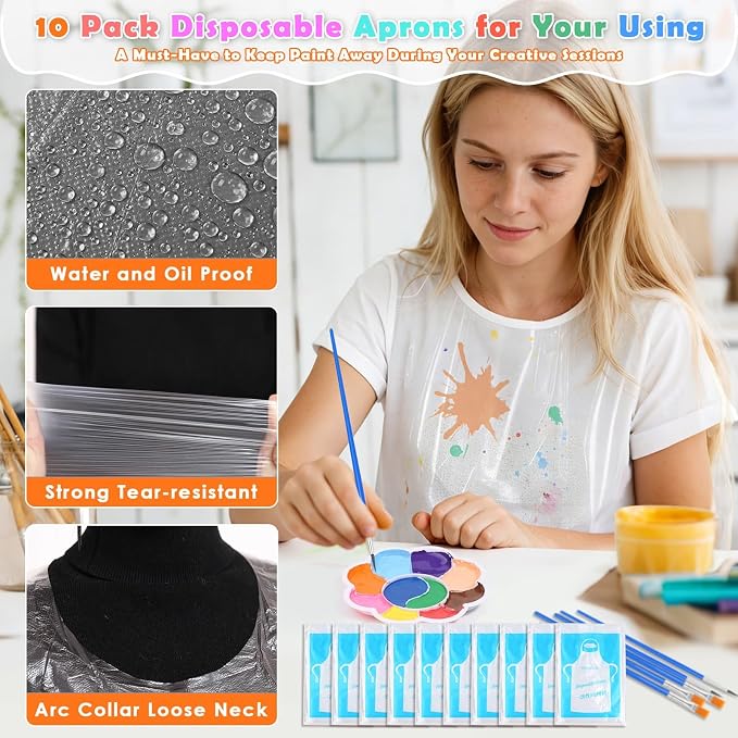 10 Pack Sip and Paint Kit for Adults Girls Night, Canvas Painting Kit | 8x10 Inch Art Canvas and Easel Set, Mini Acrylic Paint, Brushes, Aprons Paint Party Supplies, Couples Painting Kit Date Night