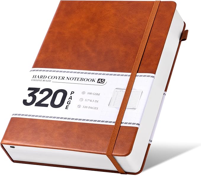 CAGIE Journal Notebook for Women Men Leather Journaling Diary Daily, Brown