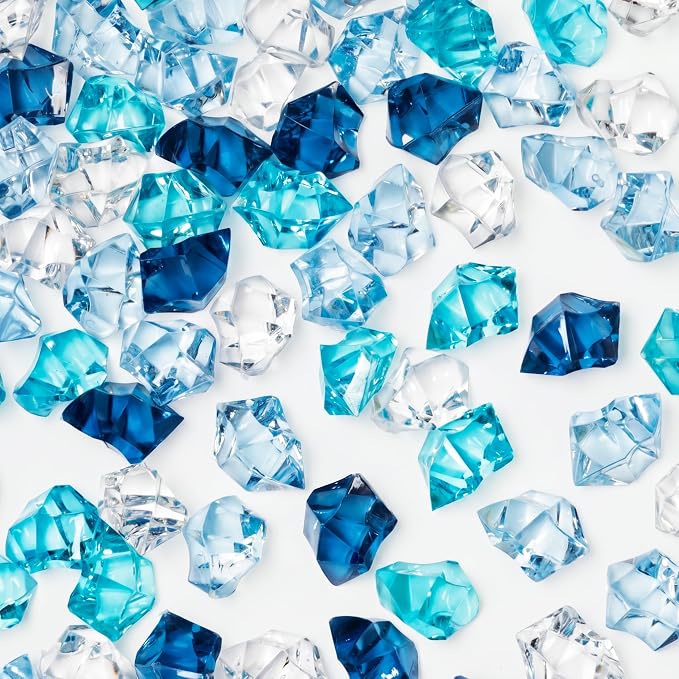 DomeStar 500 PCS Mixed Blue Fake Ice Rocks for Vase Fillers