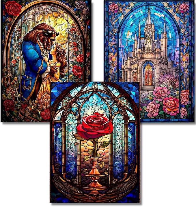 VeGuude Diamond Art Kits for Adults - 3 Pack Cartoon Diamond Painting for Beginners, Diamond Dots Round 5D Full Drill Paint with Diamonds Pictures Gem Art Painting Kits DIY Crafts Kits 12x16inch