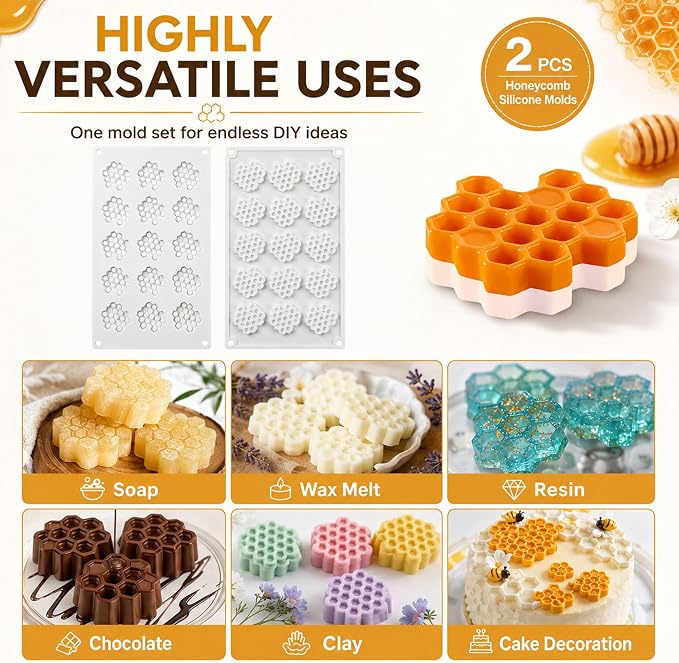 Honeycomb Mold, Bee Silicone Mold for Handmade Soap Making