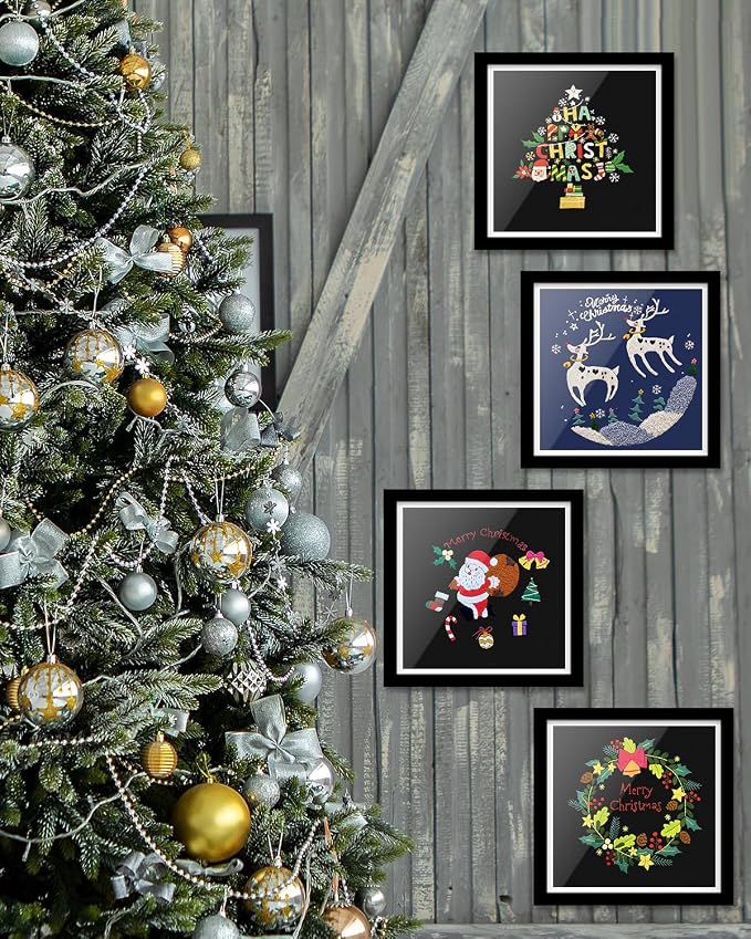 TINDTOP Christmas Embroidery Kit for Adult, Embroidery DIY Starter Kit | 4 Pack with Stamped Patterns, Hoop, Tools, Colorful Threads with Needles, Instructions