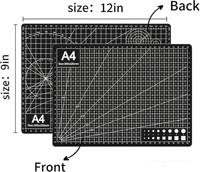 Professional A4 Self-Healing Cutting Mat, Non-Slip Craft Cutting Board with Grid, Durable PVC Material for Handmade Scrapbooking, Sewing, Model Making and Office Desktop Protection
