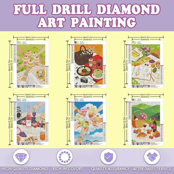 DOTSOPS 5D Picnic Diamond Painting Kits for Adults Camping Diamond Art Kits | Crafts DIY Round Full Drill Painting,Gem Art for Beginner,Home Wall Decor Gift 11.8 x 15.7 Inches