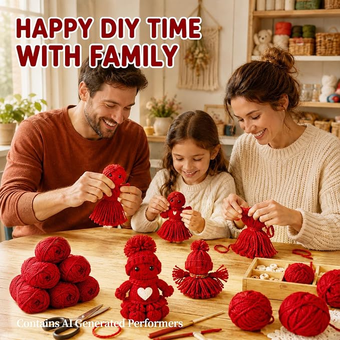 MAQIHAN Acrylic Yarn for Crocheting - Soft Knitting Yarn for Crafts, 15x20g | Wine Red Skeins for Crocheting DIY Bulk for Handicraft Knitting Scarves Ideal Gift for Beginners Adults