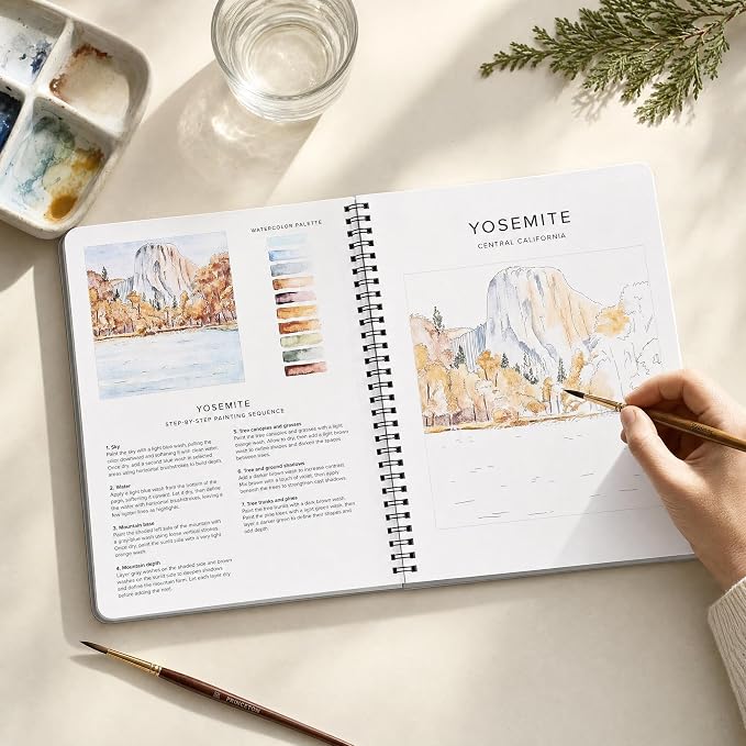 Beautiful Watercolor Book for Beginners - 10 National Park Designs | Guided Watercolor Painting Workbook on Quality Paper - Relaxing Activity Book for Adults and a Perfect Art Gift for Women