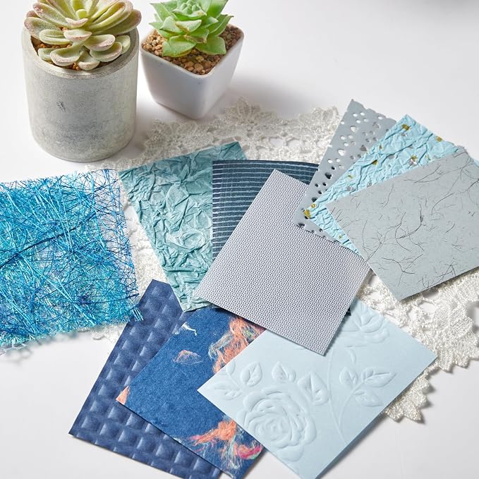 208 Sheets A7 Scrapbook Paper Kit, 12 Colors Mixed Textured Papers