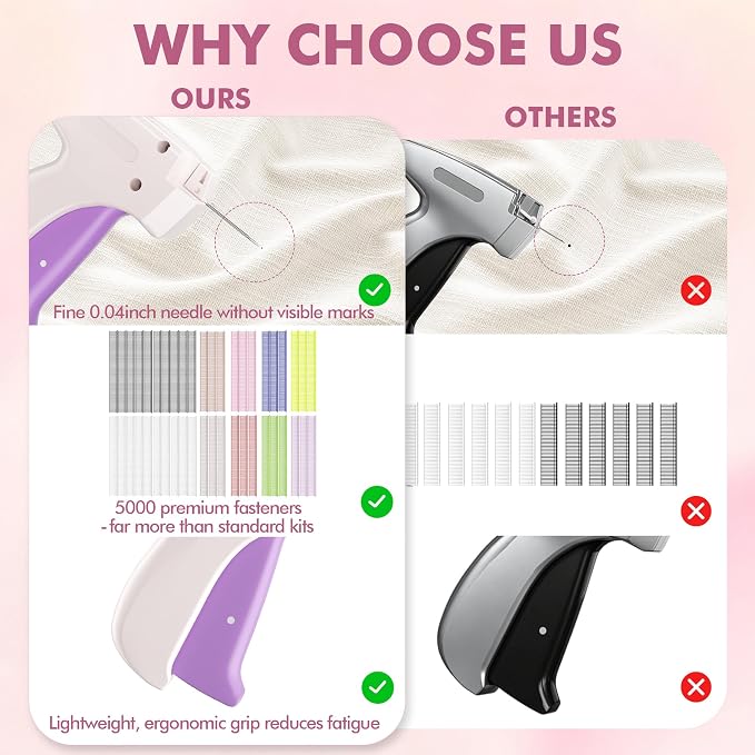 Stitch Gun for Clothes, Tagging Gun, Quick Clothing Fixer, 10 Color