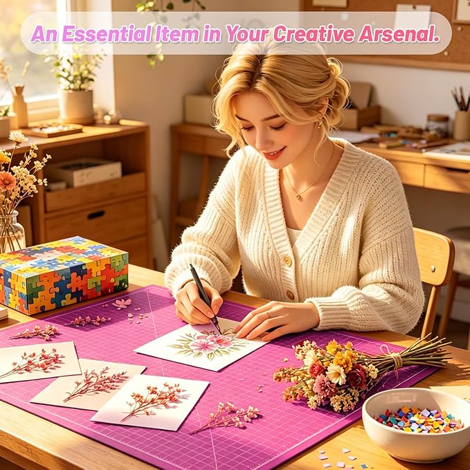anezus Self Healing Cutting Mat for Rotary Cutting, 17.8" x 11.9", Pink