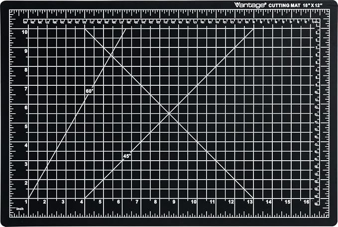 Dahle Vantage 10791 Double-Sided Premium Self-Healing Cutting Mat, 12"x18", 1/2" Grid, 5 Layers for Max Healing, Perfect for Crafts & Sewing, Black