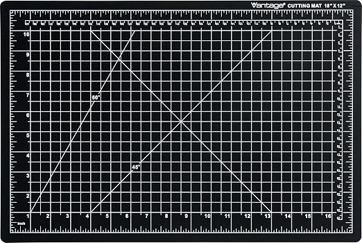 Dahle Vantage 10671 Premium Self-Healing Cutting Mat, 12"x18", 1/2" Grid, 5 Layers for Max Healing, Perfect for Crafts & Sewing, Black