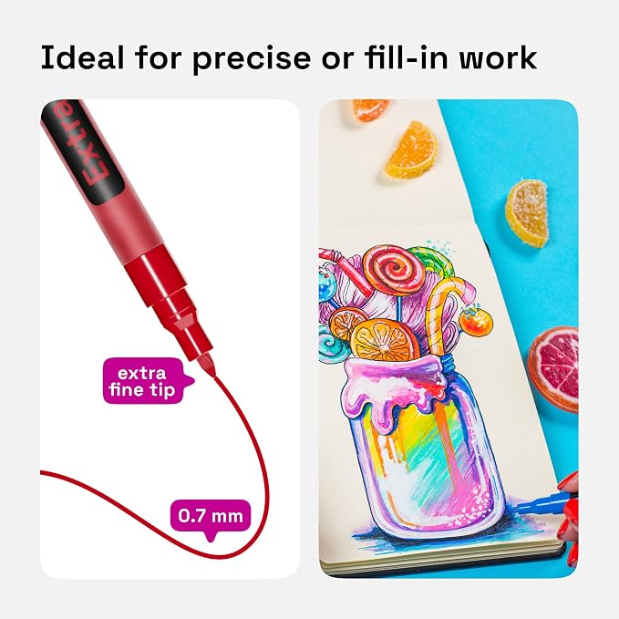 ARTISTRO 12 Multicolor Paint Pens for Glass Marking - Extra-Fine Tip
