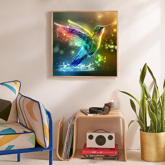 Diamond Art Kits for Adults, Hummingbird DIY Diamond Painting for Beginners | 14x14 Inch, Full Drill Round Dots, Hummingbirds 5D Gem Art Craft Kits, Home Wall Decor, Stress Relief Relaxing Hobby Gift