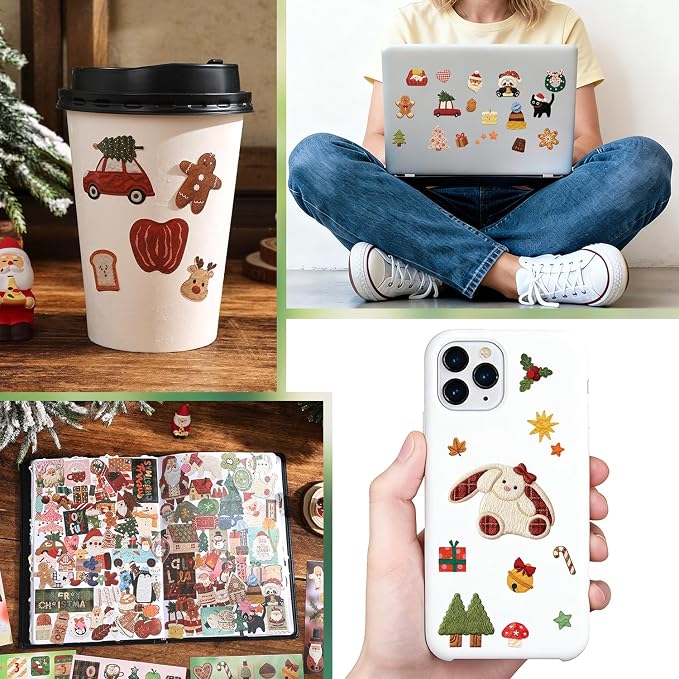 30 Sheets 670+ Paper Christmas Stickers Book for Planners, Calendars