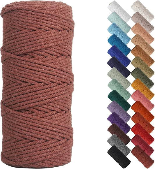 NOANTA Rust Red Macrame Cord 3mm x 109yards, Cotton Rope Macrame Yarn | Macrame Rope Supplies, 3 Strand Twisted Cotton Yarn String, Cotton Cord for Wall Hanging, Plant Hangers, Crafts, Knitting
