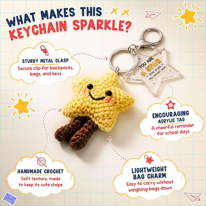 OASSIE Back to School Gifts for Students - Positive Crochet Keychain