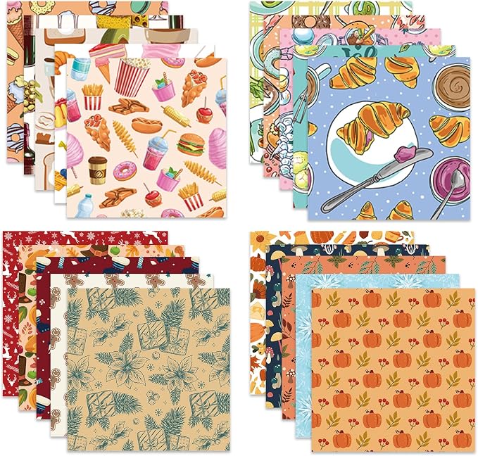Origami Paper 100 Sheets, 6-Inch Square Double Sided Colored Craft Paper | 70GSM colorful paper,100 Vivid Pattern Origami Kit,DIY Hand Crafts,Arts Creativity,Easy to Fold,No-Fading.Winter Dessert