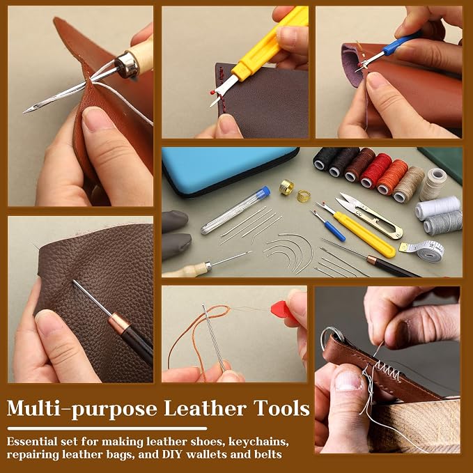 74 PCS Leather Sewing Kit Heavy Duty Sewing Kit Upholstery Repair Kit