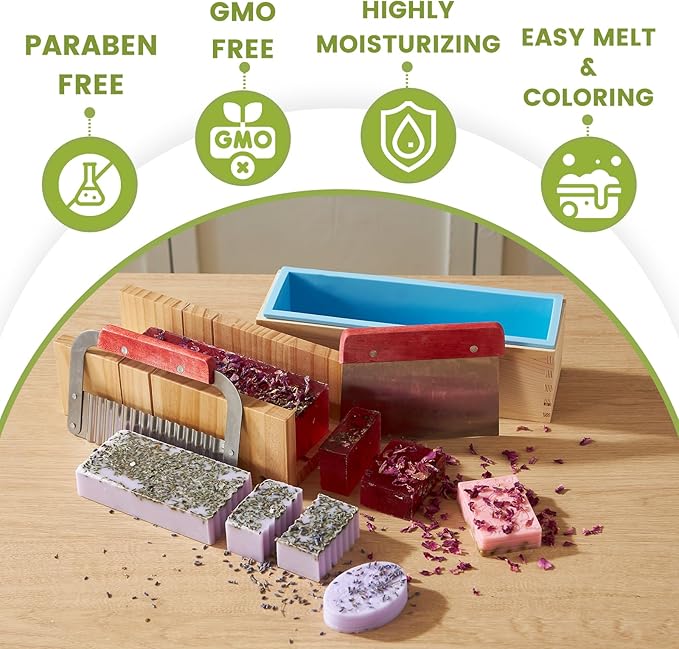 PIUH Deluxe Sopa Making Kit with Soap Supplies for Adults DIY Soaps Maker | DIY Soap Full Set Kits Includes Soap Melter, 4 lb Soap Base, 8 Essencial Oils, Silicone Loaf Molds & Scraper, Cutters, 8 Dyes