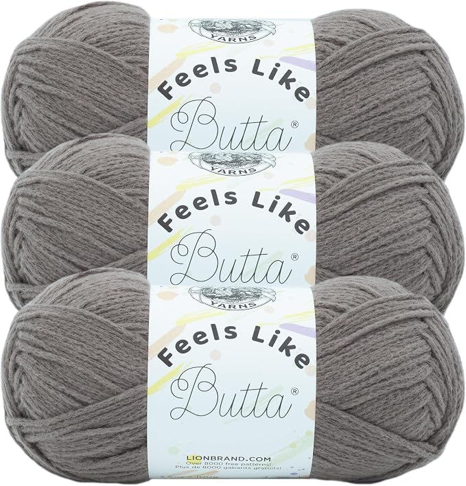 Lion Brand Yarn Feels Like Butta Yarn, Velvety-Soft Yarn for Crocheting and Knitting, 3 Pack, Cocoa | Buttery Soft Machine Washable Worsted Weight Knit Fiber for Cuddly Baby Blankets, Warm Sweaters, Smooth Amigurumis