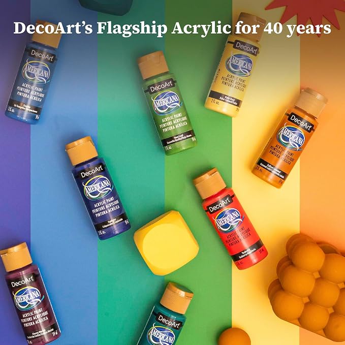DecoArt Americana Acrylic Paint Set – 2024 Updated Colors, 9 Bottles (2 fl oz) – Art and Craft Acrylic Paints for Canvas, Wood, and More