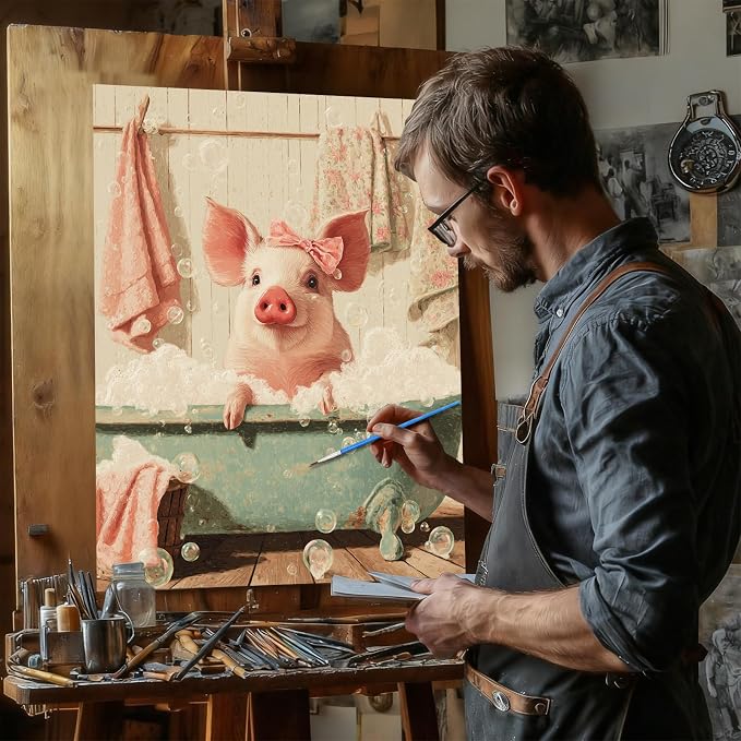 Reivworl Pig Paint by Numbers Kit for Adults Beginner 16×20 inch