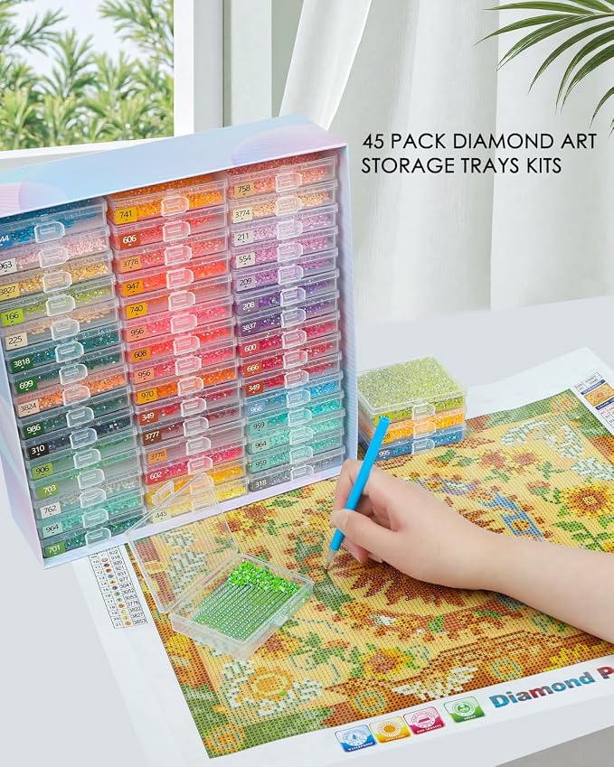 Diamond Art Trays With Lids, 45PCS Diamond Painting Trays, Gift Box
