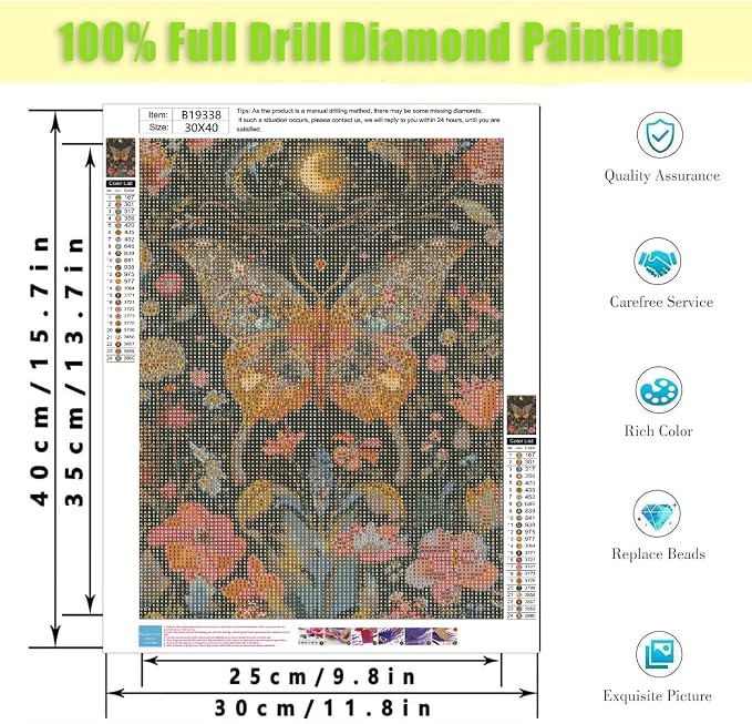 Diamond Art Kits for Adults,Moon Butterfly Diamond Painting Kits 12X16In