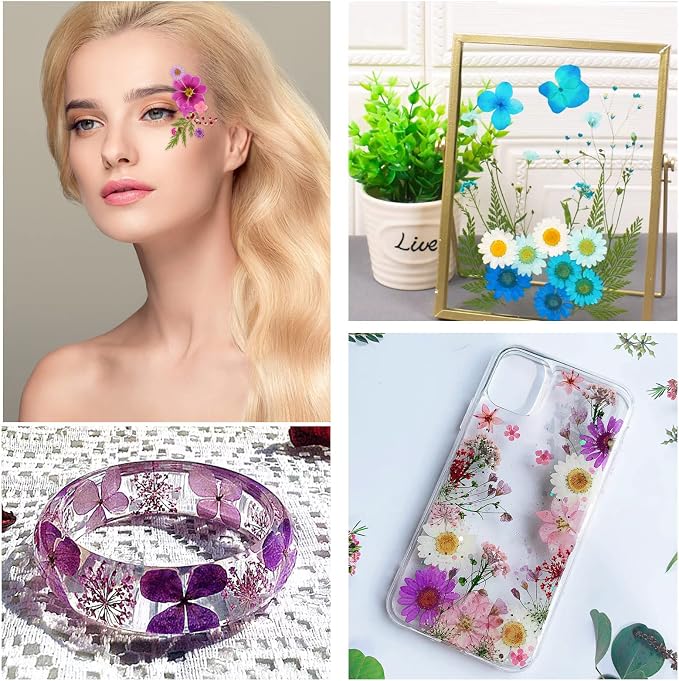 Augshy 141Pcs Dried Pressed Flowers for Resin, Natural Dried Flowers Real Pressed Flower for Crafts, Resin Mold Scrapbooking, Candle, Soap Making DIY, Epoxy Resin Supplie