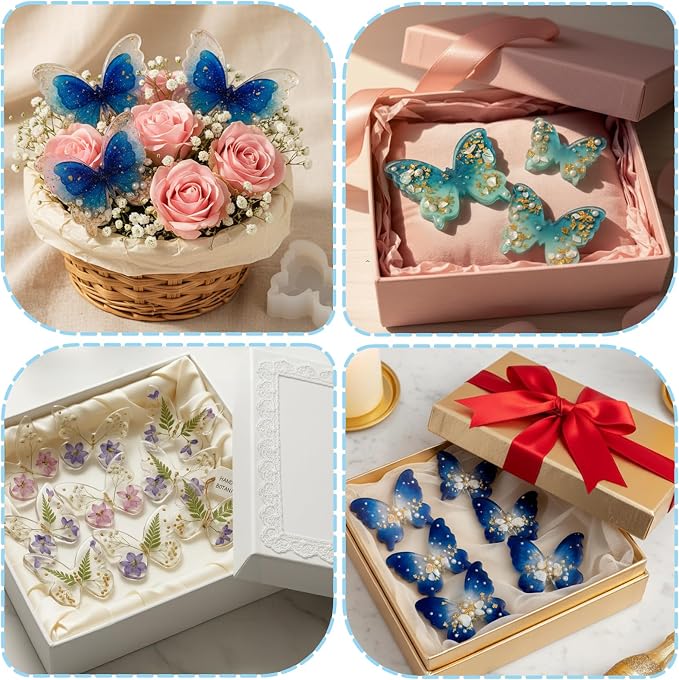 Butterfly Resin Molds, 3D Figurine Silicone Molds for Epoxy Resin | Flexibility Butterfly Molds for Resin Casting, Candle Making, Flower Bouquet Preservation, Insect Specimen, Soap, Gypsum