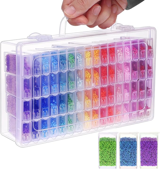 SGHUO Diamond Painting Storage Container 64 Grid Bead Organizer Dividers
