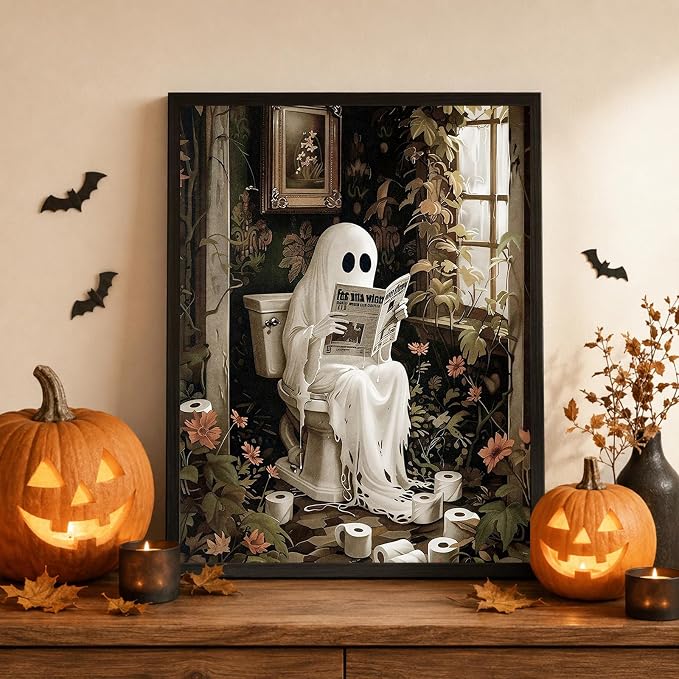 Halloween Ghost Paint by Numbers Kit for Adults, 16x20 inch | DIY Painting Kits Crafts for Adults, Relieve Stress, Frame Canvas, Wooden Easel, Gift Box, Home Wall Decor