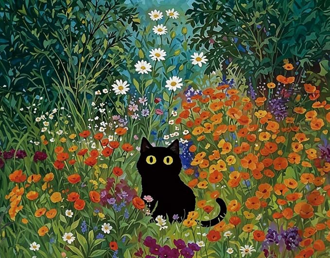 Diamond Art Kits for Adults,Black Cat Diamond Painting Kits 12x16in