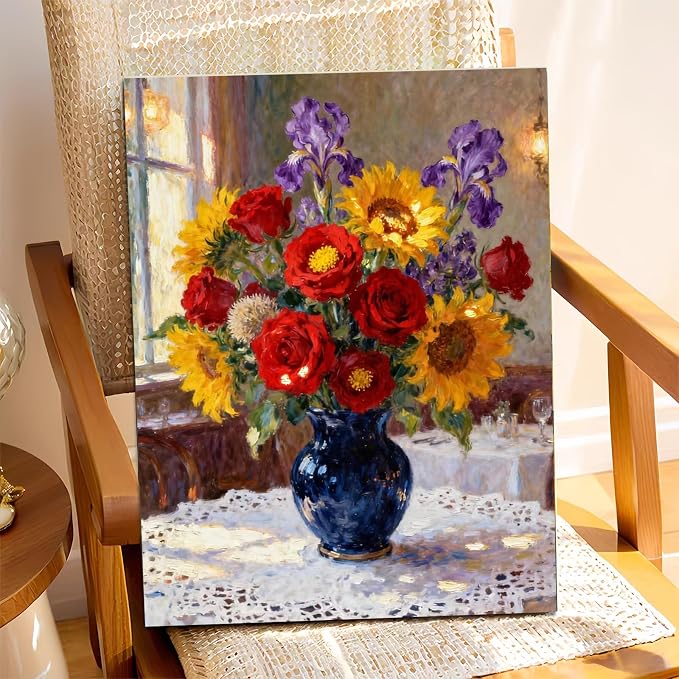 XTCIXAL Paint by Numbers Kit for Adults, Flowers, 16X20 Inch | DIY Paint by Number for Adults Beginner, High-Definition Color Canvas, Stress Relief, Home Wall Decor, Gifts, Unframed