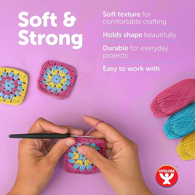 Hygloss Pastel Acrylic Yarn for Crocheting & Hand Knitting – Set of 48 | CR- 24 Yard Per Skein | Total 1,152 Yds | Beginner Friendly | Soft Smooth Crochet Yarn #3 Weight DK | Mini Colorful Skeins